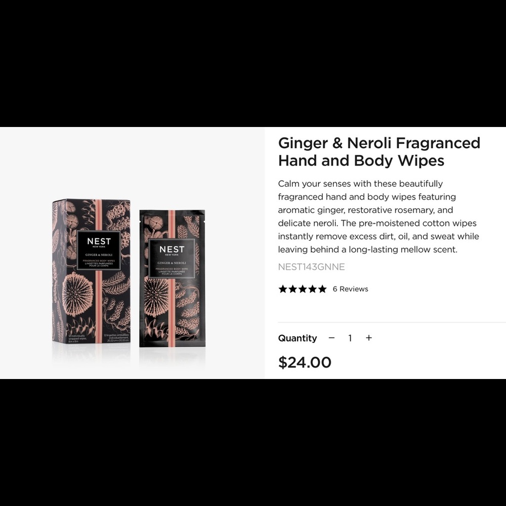 🎉HP🎊 Nest “Ginger & Neroli Body Wipes” Individual On The Go Travel Fresh… - Picture 12 of 15